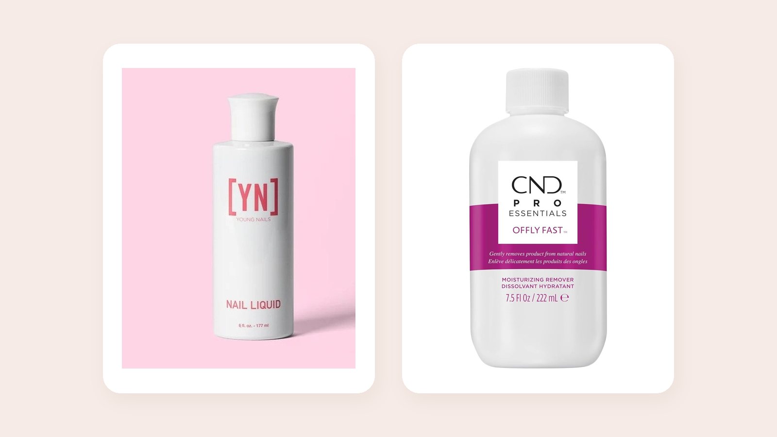 Young Nails Nail Liquid acrylic monomer and CND Offly Fast remover at OBB