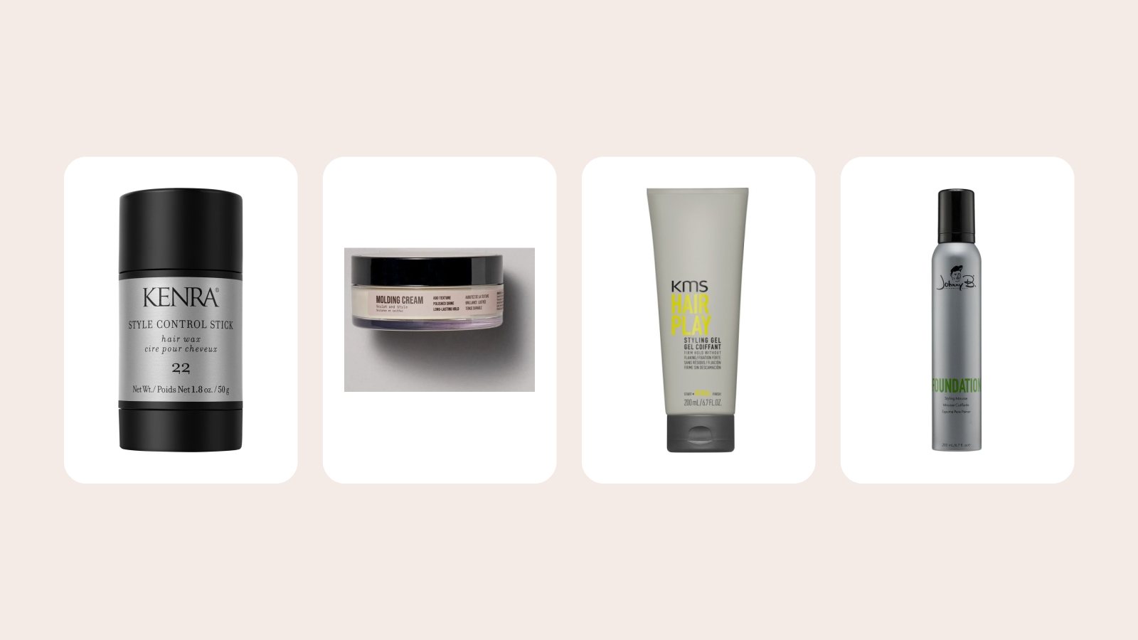 Kenra Style Control Stick 22, AG Care Molding Cream, KMS HairPlay Styling Gel and Johnny B Foundation Mousse
